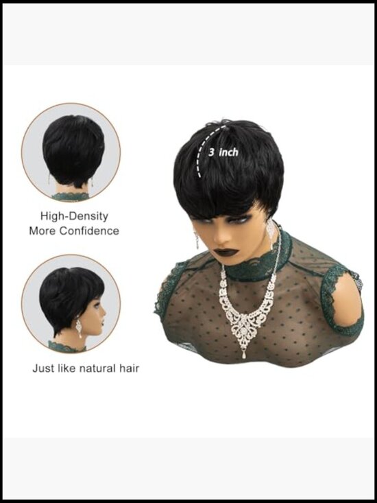 Pixie Cut Short Wig Natural Layered Wavy Synthetic Thermal Fiber Hairpiece main image 4